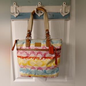 Coach Vintage Hampton  Style Handbag Watercolor Scribble Hobo 11756 VTG